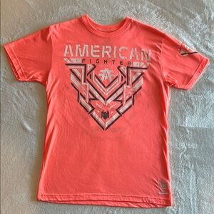 Men’s Large American Fighter Graphic T-Shirt in Neon Orange